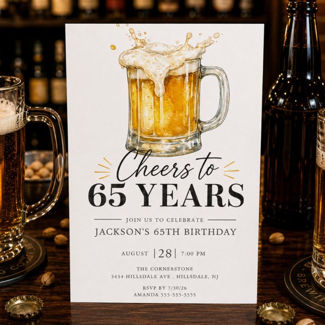 Invitación de cumpleaños 65 años con un brindis (Subido por el creador)