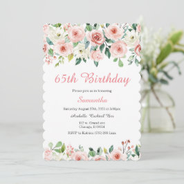 Invitación de cumpleaños 65 Blush Floral