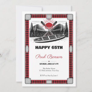 Invitación de cumpleaños 65 para canoa y remos