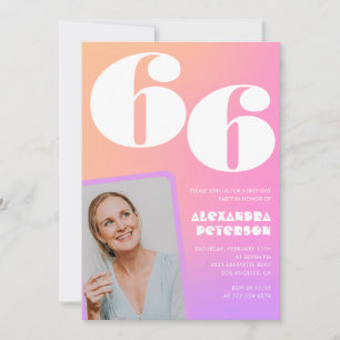 Invitación de cumpleaños 66ª foto retro gradiente 