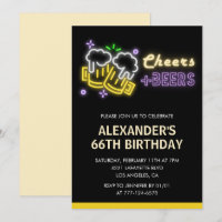 Invitación de cumpleaños 66 a Black Cheers Beer Dr