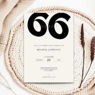 Invitación de cumpleaños 66 minimalista - Tipograf