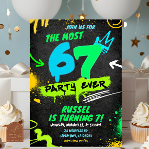 Invitación de cumpleaños 67 de adolescente con gra