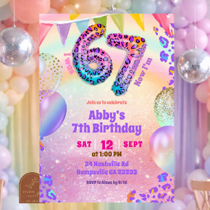 Invitación de cumpleaños 67 de Leopardo de Arcoíri