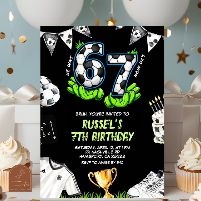 Invitación de cumpleaños 67 fútbol neon (Subido por el creador)