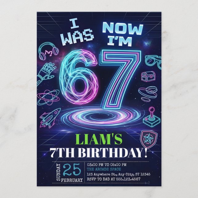 Invitación de cumpleaños 6 7 Meme Tendencia Seis S (Anverso)