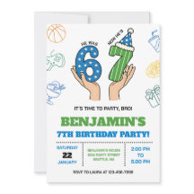 Invitación de cumpleaños 6-7 para niños, meme Six