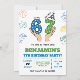 Invitación de cumpleaños 6-7 para niños, meme Six 