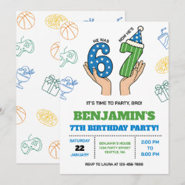 Invitación de cumpleaños 6-7 para niños, meme Six