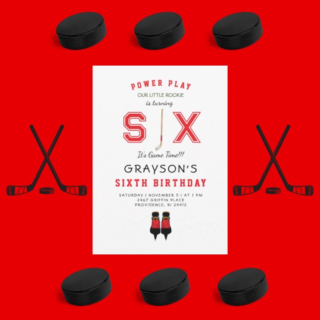 Invitación de cumpleaños 6 a Icy Hockey (Subido por el creador)