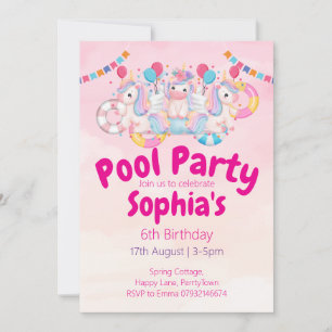 Invitación de cumpleaños 6 a unicornio de Fiesta d