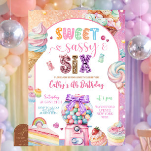 Invitación de cumpleaños 6 Coloridas Golosinas Pas