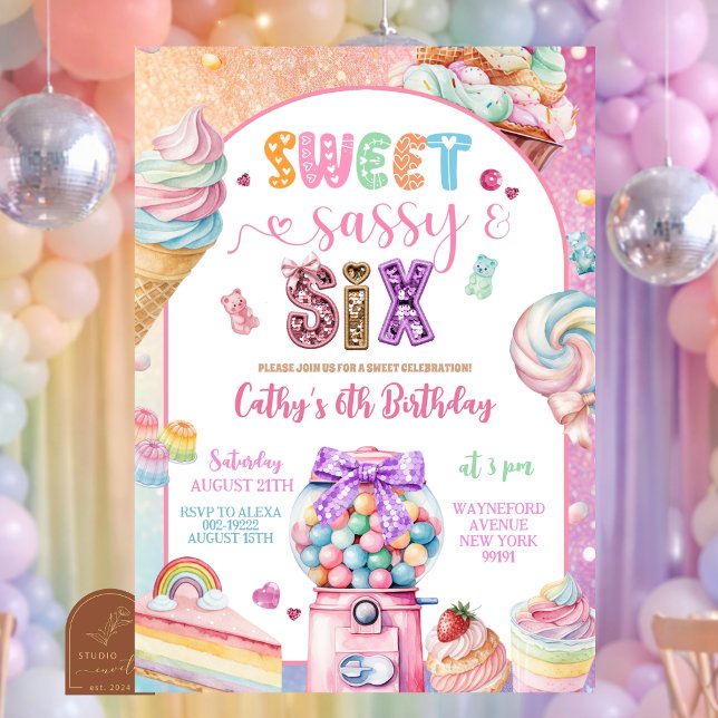 Invitación de cumpleaños 6 Coloridas Golosinas Pas (Subido por el creador)