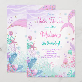 Invitación de cumpleaños 6 de sirena