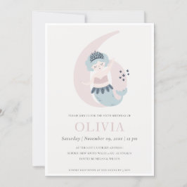 Invitación de cumpleaños 6 de sirena azul rosa lin