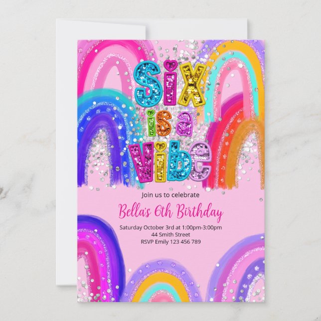 Invitación de cumpleaños 6 es una vibra (Anverso)