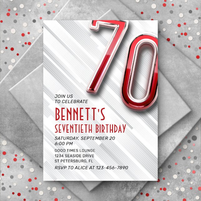 Invitación de cumpleaños 70 a adultos modernos (Subido por el creador)