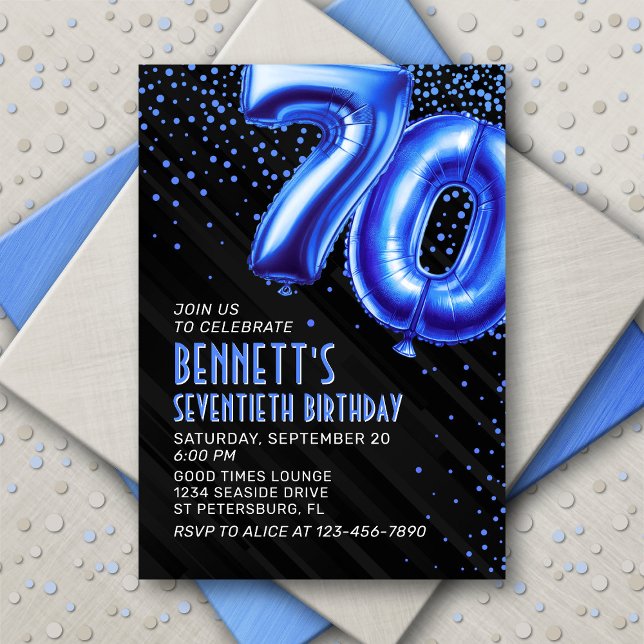 Invitación de cumpleaños 70 a Mens Blue (Subido por el creador)