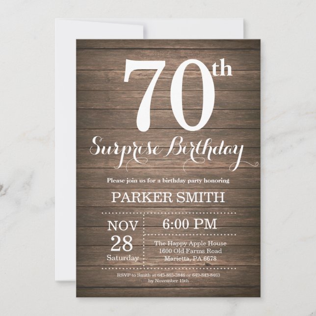 Invitación de cumpleaños 70 a una sorpresa rusa (Anverso)