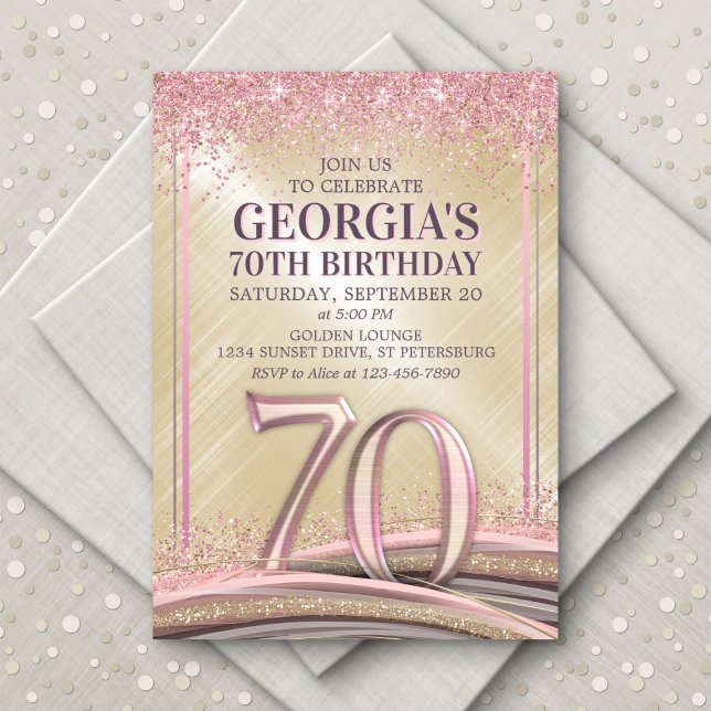 Invitación de cumpleaños 70 a Womens Glam (Subido por el creador)