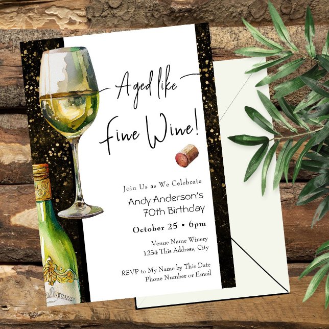 Invitación de cumpleaños 70 años con vino añejo (Subido por el creador)