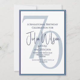 Invitación de cumpleaños 70 Coastal Chic Navy