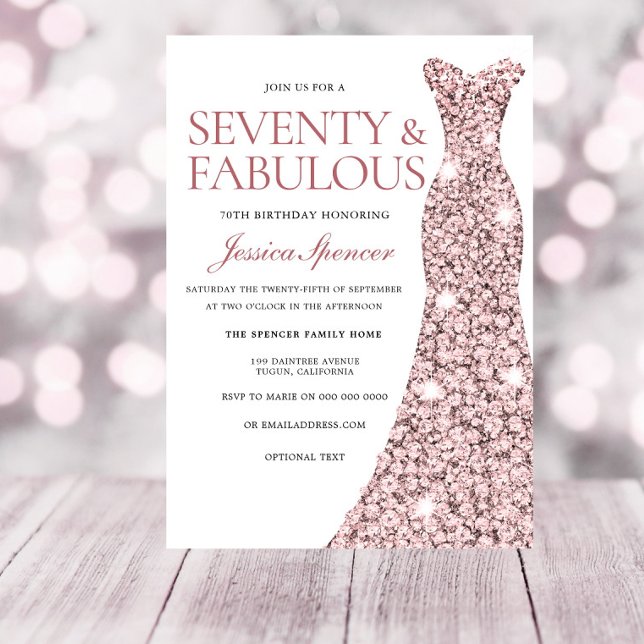 Invitación de cumpleaños 70 con vestido de piel de (Subido por el creador)
