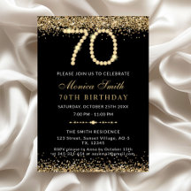 Invitación de cumpleaños 70 de Chic Gold Diamonds