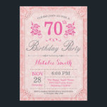 Invitación de cumpleaños 70 de floral rosada para<br><div class="desc">Invitación a los 70 Años Florales. Patten Flor Floral Rosa. Mujeres,  Dama,  Cumpleaños Chica. 13.º 15.º 16.º 18.º 20.21.30.40.50.60.70.80.90.100,  Cualquier Edad. Para una mayor personalización,  haga clic en el botón "Personalizar" y utilice nuestra herramienta de diseño para modificar esta plantilla.</div>