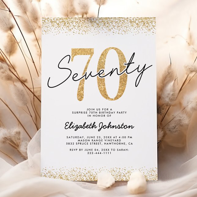 Invitación de cumpleaños 70 elegante con brillo do (Subido por el creador)