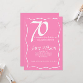 Invitación de cumpleaños 70 elegante moderna rosa