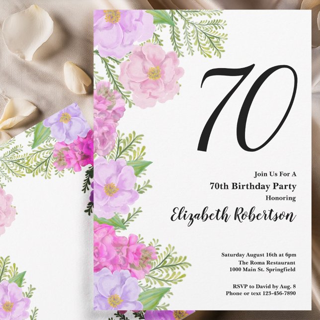 Invitación de cumpleaños 70 Flores y Helechos Pint (Subido por el creador)