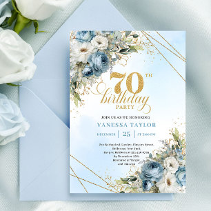 Invitación de cumpleaños 70 Glam Bohemian Gold
