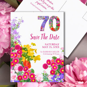 Invitación de Cumpleaños 70 Jardín Floral Colorido