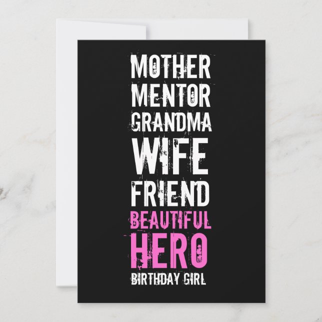 Invitación de cumpleaños 70 - Mamá hermosa héroe (Anverso)