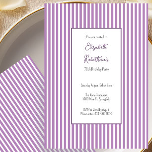 Invitación de cumpleaños 70 Minimalista de Rayas M