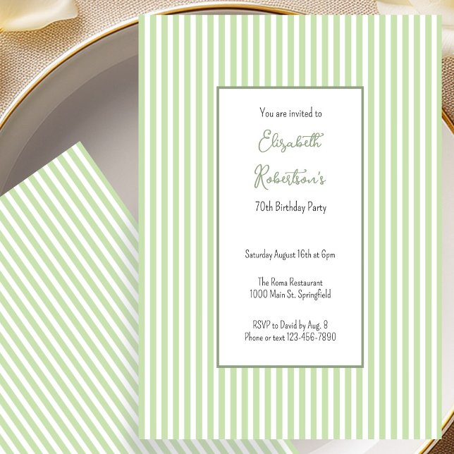 Invitación de cumpleaños 70 Minimalista Verde Salv (Subido por el creador)