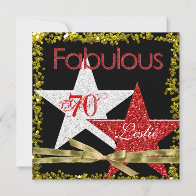Invitación de cumpleaños 70 RED FABULOUS (Anverso)