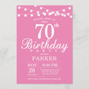 Invitación de cumpleaños 70 Rosa