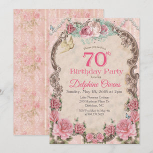 Invitación de cumpleaños 70 Vintage Floral