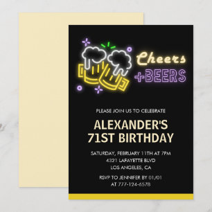 Invitación de cumpleaños 71 a Black Cheers Beer Dr