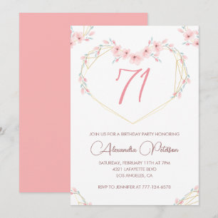 Invitación de cumpleaños 71 años floral acuarela r