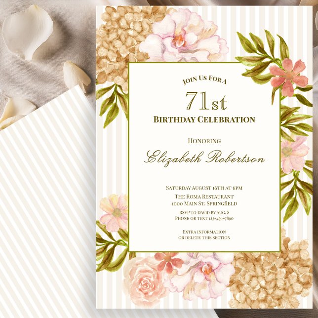 Invitación de cumpleaños 71 Elegantes Flores de Ot (Subido por el creador)