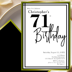 Invitación de cumpleaños 71 moderno elegante negro