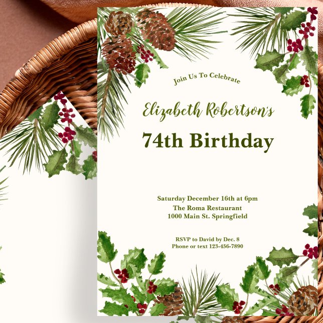 Invitación de cumpleaños 74 Elegante Vegetación de (Subido por el creador)