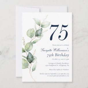 Invitación de cumpleaños 75 con guión de vegetació