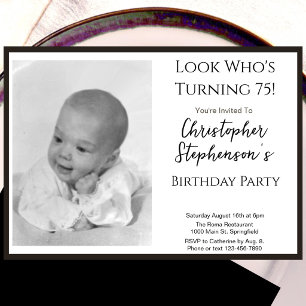 Invitación de cumpleaños 75 moderna minimalista co