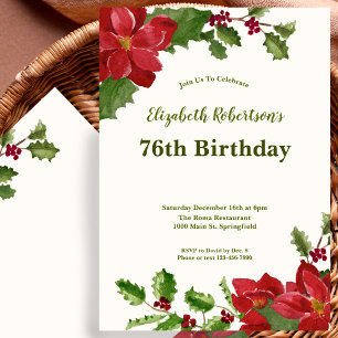 Invitación de cumpleaños 76 Elegante Flora Verde