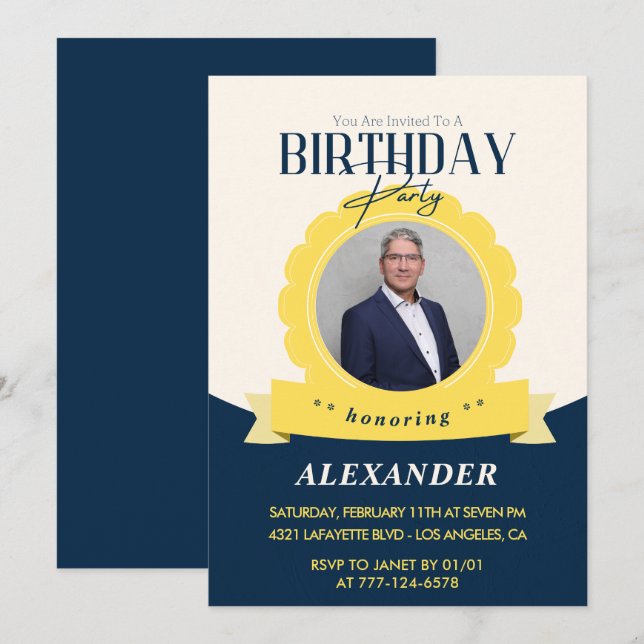 Invitación de cumpleaños 79 Modern Chic (Anverso / Reverso)