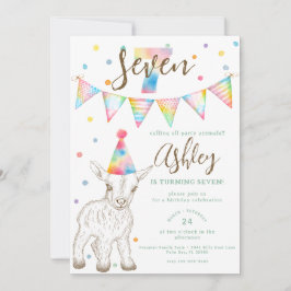 Invitación de cumpleaños 7 a fiesta de cabra anima